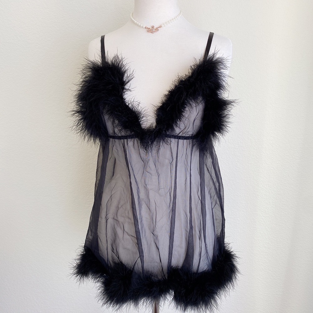 Victoria’s Secret marabou babydoll slip